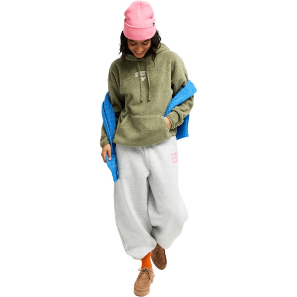 2026 Roxy Womens Cool Calling Sherpa Hoodie ERJPF03168 - Oil Green